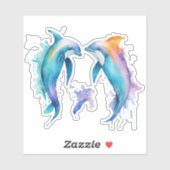 Twee schattige dolfijnen sticker (Vel)