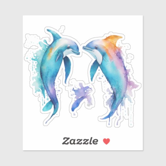 Twee schattige dolfijnen sticker (Vel)