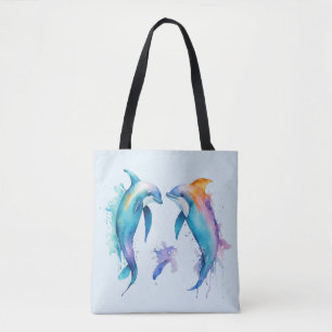 Twee schattige dolfijnen tote bag