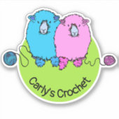 Twee schattige, fluffy schapen, gepersonaliseerd sticker (Voorkant)