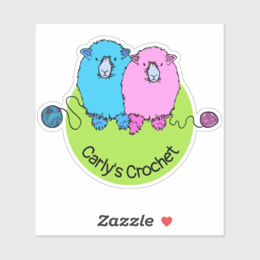Twee schattige, fluffy schapen, gepersonaliseerd sticker (Vel)