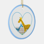 Twee schattige giraffen in een gestippeld hart Moe Keramisch Ornament (Rechts)