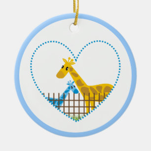 Twee schattige giraffen in een gestippeld hart Moe Keramisch Ornament