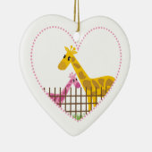 Twee schattige giraffen in een gestippeld hart Moe Keramisch Ornament (Rechts)