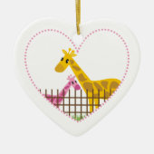 Twee schattige giraffen in een gestippeld hart Moe Keramisch Ornament (Voorkant)