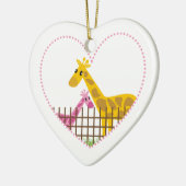Twee schattige giraffen in een gestippeld hart Moe Keramisch Ornament (Links)