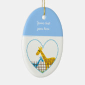 Twee schattige giraffen in een gestippeld hart Moe Keramisch Ornament (Rechts)