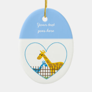 Twee schattige giraffen in een gestippeld hart Moe Keramisch Ornament