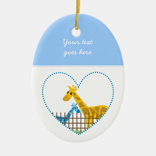 Twee schattige giraffen in een gestippeld hart Moe Keramisch Ornament (Voorkant)