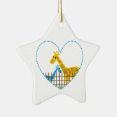 Twee schattige giraffen in een gestippeld hart Moe Keramisch Ornament (Rechts)