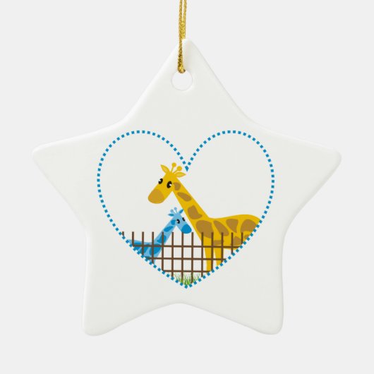 Twee schattige giraffen in een gestippeld hart Moe Keramisch Ornament (Voorkant)