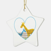 Twee schattige giraffen in een gestippeld hart Moe Keramisch Ornament (Links)