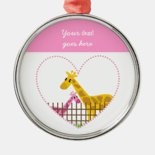 Twee schattige giraffen in een gestippeld hart Moe Metalen Ornament