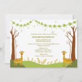 Twee schattige giraffen in Green Woodland baby sho Kaart (Voorkant)