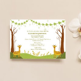 Twee schattige giraffen in Green Woodland baby sho Kaart