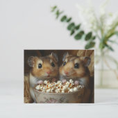 Twee Schattige Hamsters Met Popcorn Briefkaart (Staand voorkant)