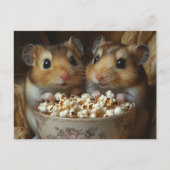 Twee Schattige Hamsters Met Popcorn Briefkaart (Voorkant)