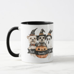 Twee Schattige Honden en Spook Halloween Mok