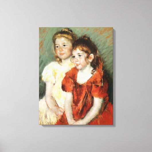 Twee Schattige jonge meisjes (door Mary Cassatt) Canvas Afdruk (Voorkant)