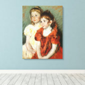 Twee Schattige jonge meisjes (door Mary Cassatt) Canvas Afdruk (Insitu (Houten vloer))