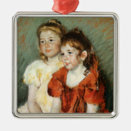 Twee schattige jonge meisjes (door Mary Cassatt) Metalen Ornament