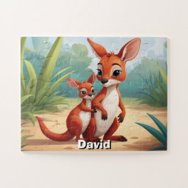 Twee schattige kangoeroes gepersonaliseerd legpuzzel