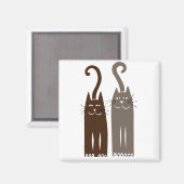 twee schattige katten (bruin) magneet (Voorkant / Achterkant)