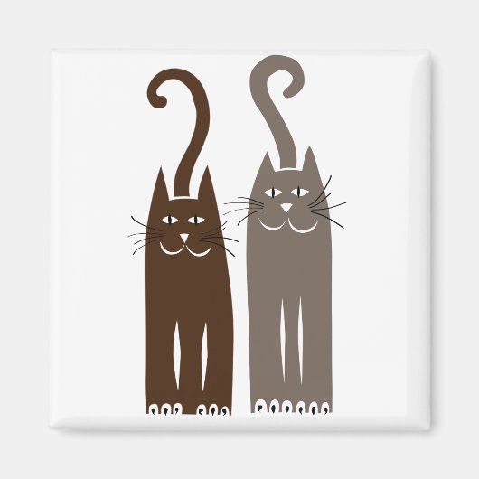 twee schattige katten (bruin) magneet (Voorkant)