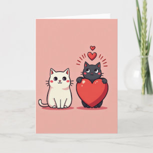 Twee Schattige Katten Liefdeskaart Kaart