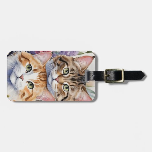 Twee schattige kitten gezichten bagagelabel (Voorkant horizontaal)