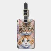 Twee schattige kitten gezichten bagagelabel (Voorkant verticaal)