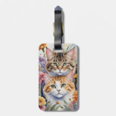 Twee schattige kitten gezichten bagagelabel (Achterkant verticaal)