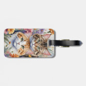 Twee schattige kitten gezichten bagagelabel (Achterkant horizontaal)