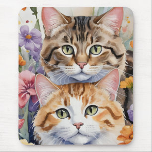 Twee schattige kitten gezichten muismat