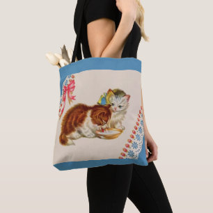 twee schattige kittens afdrukken tote bag