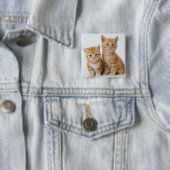Twee Schattige Kittens Vierkante Button 5,1 Cm (In situ)
