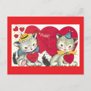 Twee Schattige Kittens Vintage Valentijn Postkaart