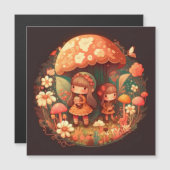 Twee schattige kleine elfenmeisjes magnetische uitnodiging (Voorkant / Achterkant)