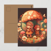 Twee schattige kleine elfjes briefkaart (Voorkant / Achterkant)