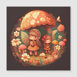 Twee schattige kleine elfjes magnetische uitnodiging