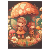 Twee schattige kleine elven onder paddenstoelen Kl Klembord (Achterkant)