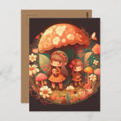 Twee schattige kleine meisjeselfen briefkaart (Voorkant / Achterkant)