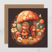 Twee schattige kleine meisjeselfen kaart (Voorkant / Achterkant)