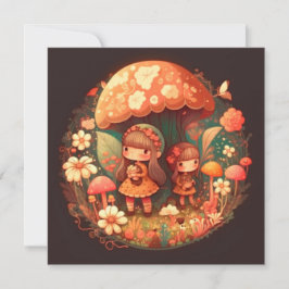 Twee schattige kleine meisjeselfen kaart