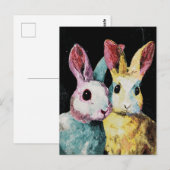 Twee Schattige kleurrijke konijnen Briefkaart (Voorkant / Achterkant)