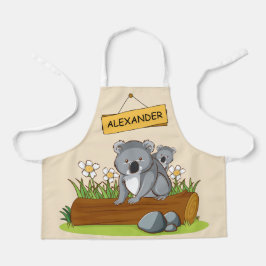 Twee schattige koala's die op een boomstam zitten schort