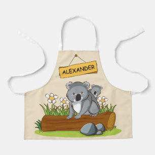 Twee schattige koala's die op een boomstam zitten schort
