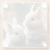 Twee schattige konijnen met onderzetter van sakura glazen onderzetter (Achterkant)