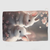 Twee schattige konijnen met sakura Golf Towel Golfhanddoek (Horizontaal)