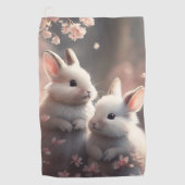 Twee schattige konijnen met sakura Golf Towel Golfhanddoek (Voorkant)